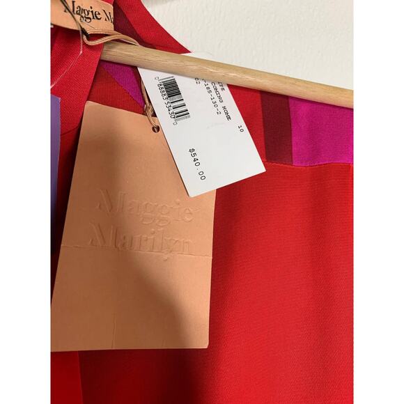 Maggie Marilyn I’m Coming Home Striped Satin Mini Dress Womens Size 6 - Picture 13 of 15